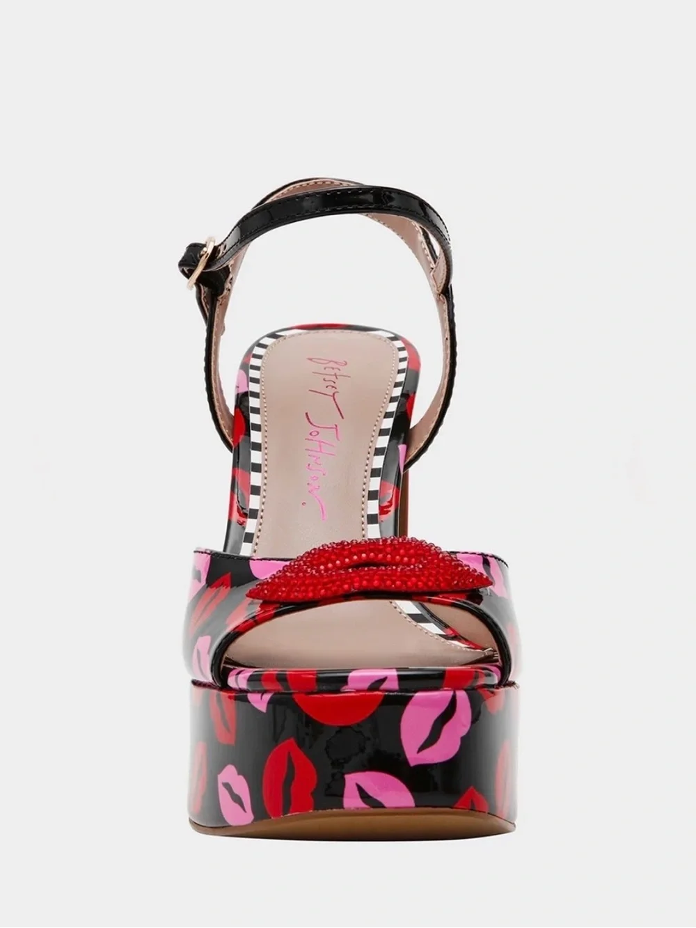 BETSEY JOHNSON Allyson Multi Lips Platform Heels Sandals Sz 5.5 NIB Glam Baddie